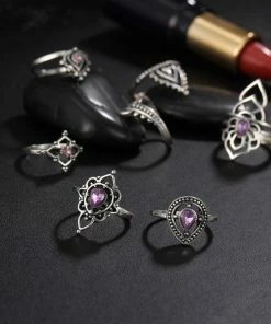 One Tribe Apparel Jewelry Purple Gemstone Goddess Ring Set 16 One Tribe Apparel Jewelry Purple Gemstone Goddess Ring Set