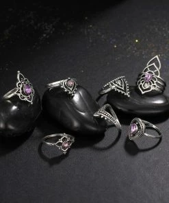 One Tribe Apparel Jewelry Purple Gemstone Goddess Ring Set 15 One Tribe Apparel Jewelry Purple Gemstone Goddess Ring Set