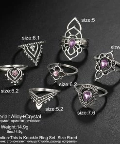 One Tribe Apparel Jewelry Purple Gemstone Goddess Ring Set 17 One Tribe Apparel Jewelry Purple Gemstone Goddess Ring Set