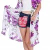 Napat Purple & White Floral Kimono Kimonos & Caftans 2 Napat Purple & White Floral Kimono Kimonos & Caftans