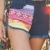 Offbeat Pants Rainbow Aztec Denim Shorts