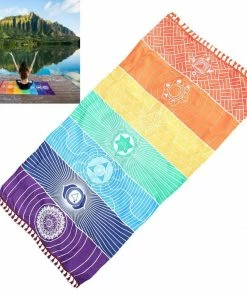 One Tribe Apparel Rainbow Geometric Yoga Beach Towel & Mat