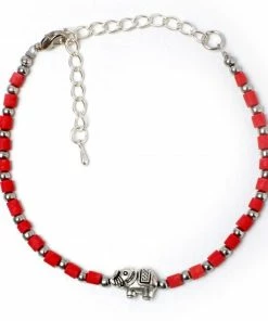 One Tribe Apparel Red Adjustable Elephant Bracelet - Love & Courage Jewelry