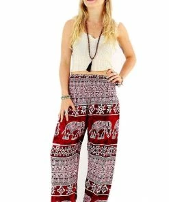 Napat Red Ancient Elephant Harem Pants