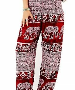 Napat Red Ancient Elephant Harem Pants