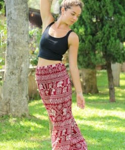 Napat Red Classic Elephant Harem Pants