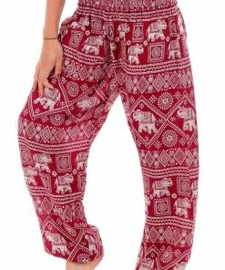Napat Red Classic Elephant Harem Pants
