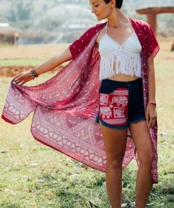 Offbeat Pants Red Elephant Denim Shorts