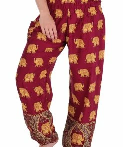 Napat Red Royal Elephant Harem Pants