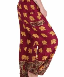 Napat Red Royal Elephant Harem Pants