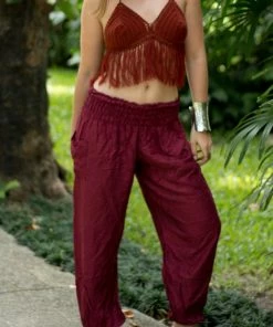 Napat Red Solid Harem Pants