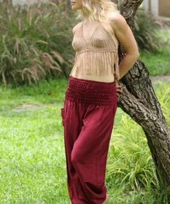 Napat Red Solid Harem Pants
