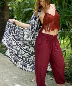 Napat Red Solid Harem Pants