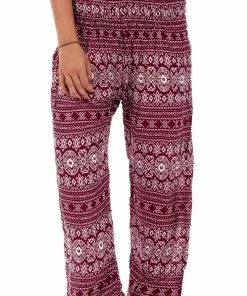 Napat Red Tribal Diamond Harem Pants