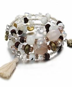 17KM Official Store Resin Stone Wrap Bracelet With Tassel And Beads Jewelry