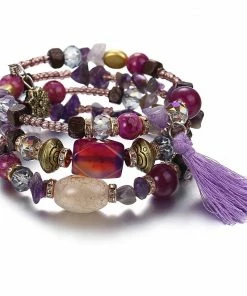 17KM Official Store Resin Stone Wrap Bracelet With Tassel And Beads Jewelry