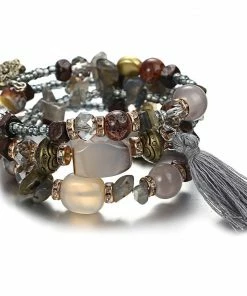 17KM Official Store Resin Stone Wrap Bracelet With Tassel And Beads Jewelry
