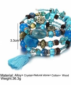 17KM Official Store Resin Stone Wrap Bracelet With Tassel And Beads Jewelry