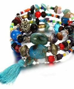 17KM Official Store Resin Stone Wrap Bracelet With Tassel And Beads Jewelry