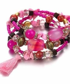 17KM Official Store Resin Stone Wrap Bracelet With Tassel And Beads Jewelry