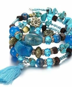 17KM Official Store Resin Stone Wrap Bracelet With Tassel And Beads Jewelry