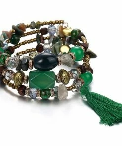 17KM Official Store Resin Stone Wrap Bracelet With Tassel And Beads Jewelry