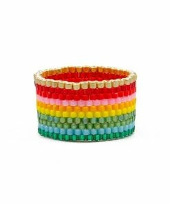 ArtiLady Jewelry (Stylish Designer Brand) Resizeable Beaded Boho Ring W/Geometric Design