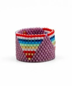 ArtiLady Jewelry (Stylish Designer Brand) Resizeable Beaded Boho Ring W/Geometric Design