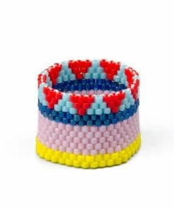 ArtiLady Jewelry (Stylish Designer Brand) Resizeable Beaded Boho Ring W/Geometric Design