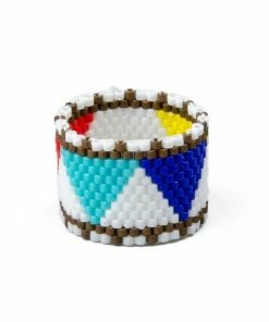 ArtiLady Jewelry (Stylish Designer Brand) Resizeable Beaded Boho Ring W/Geometric Design