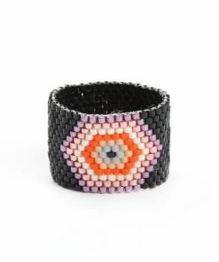 ArtiLady Jewelry (Stylish Designer Brand) Resizeable Beaded Boho Ring W/Geometric Design
