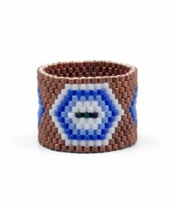 ArtiLady Jewelry (Stylish Designer Brand) Resizeable Beaded Boho Ring W/Geometric Design