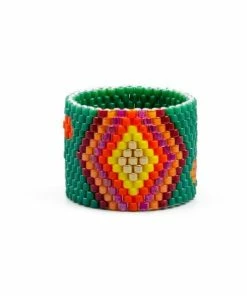 ArtiLady Jewelry (Stylish Designer Brand) Resizeable Beaded Boho Ring W/Geometric Design