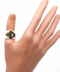 ArtiLady Jewelry (Stylish Designer Brand) Resizeable Beaded Boho Ring W/Geometric Design