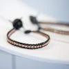 Kirr Bijoux Jewelry Rose Gold Thin Leather Beaded Bracelet