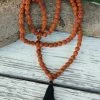 Offbeat Jewelry Rudraksha Buddhist Mala Beads Necklace With Black Tassels