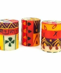 Nobunto Set Of Three Boxed Hand-Painted Candles - Indaeuko Design (GC)