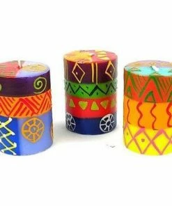 Nobunto Set Of Three Boxed Hand-Painted Candles - Shahida Design (GC)