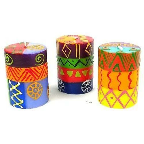Nobunto Set Of Three Boxed Hand-Painted Candles - Shahida Design (GC) 3 Nobunto Set Of Three Boxed Hand-Painted Candles - Shahida Design (GC)