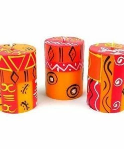 Nobunto Set Of Three Boxed Hand-Painted Candles - Zahabu Design (GC)