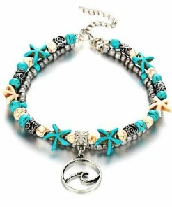 One Tribe Apparel Shell Beads Starfish Wave Anklet Jewelry