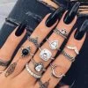 RaviMour Official Store Silver 10-pc Boho Ring Set Boho Clothing