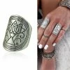 LEMOER Official Store Silver Antique Boho Turkish Ring Jewelry