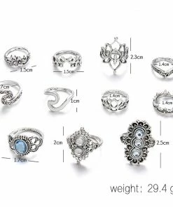 IG Jewellery Store Silver Bohemian Beach Ring Set