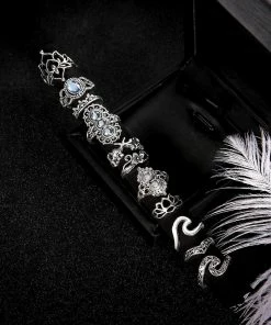 IG Jewellery Store Silver Bohemian Beach Ring Set