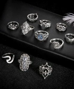 IG Jewellery Store Silver Bohemian Beach Ring Set