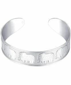 One Tribe Apparel Silver Elephant Adjustable Charm Bangle Jewelry