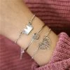 17KM Official Store Silver Elephant And Knot Bracelet