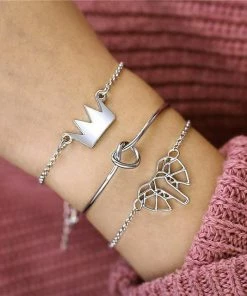 17KM Official Store Silver Elephant And Knot Bracelet