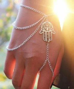 One Tribe Apparel Jewelry Silver Hamsa Bracelet & Hand Chain 8 One Tribe Apparel Jewelry Silver Hamsa Bracelet & Hand Chain